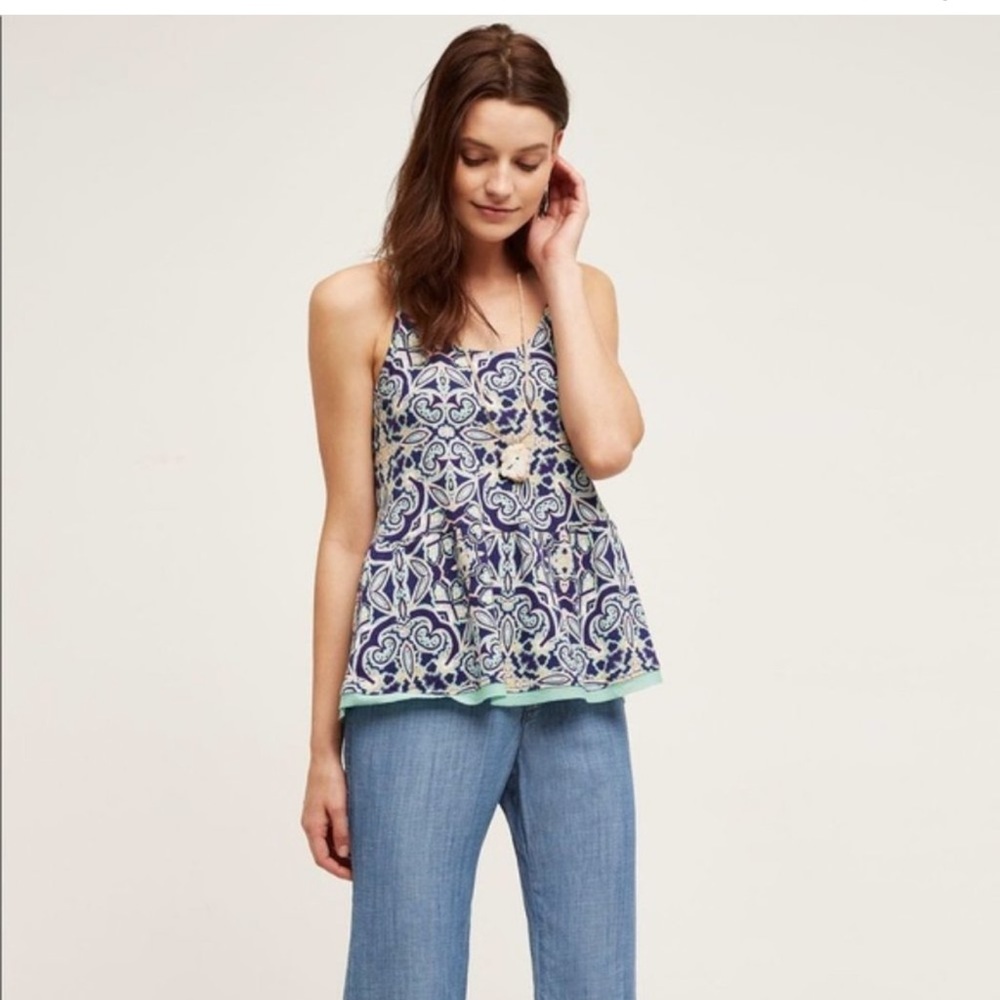 NEW Anthropologie Meadow Rue Nuria Tank Racer Back Top Floral 135